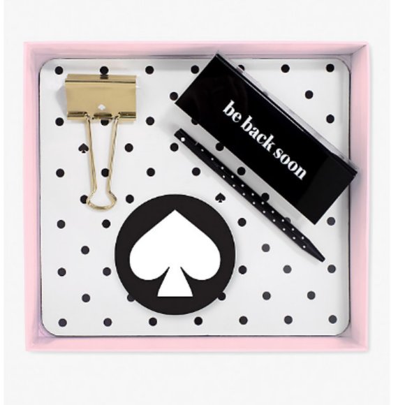 kate spade black spade dot be back soon desk set nwt - Picture 2 of 4